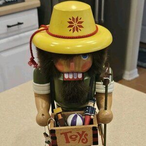 VINTAGE STEINBACH TOY MAKER CHILD TOY BOX CHRISTMAS GERMAN WOOD NUTCRACKER